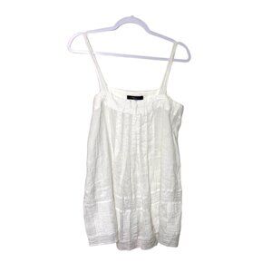 MaxMara Sleeveless Square‎ Neck Blouse Women M White Eyelet Boho Lightweight